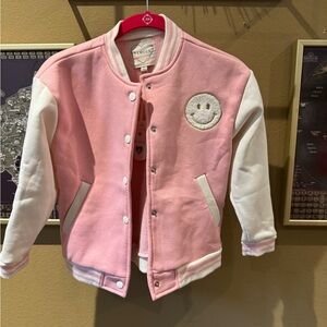 Pink and White Jacket Kids Varsity Jacket